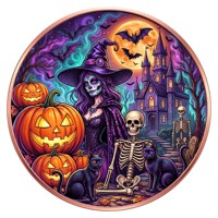 Монета из чистой меди 999 пробы, 5 унций, с высоким рельефом, различные виды, серия «Хэллоуин», УФ 3D, коллекционное издание