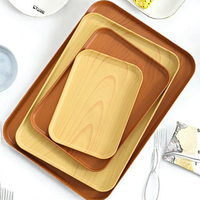Plateau de service commercial grand format, design moderne imitation bois, en PP de qualité alimentaire, pour café, desserts, goûter, repas des prisonniers, repas de fêtes