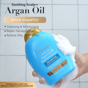 Shampooing réparateur à l'huile d'argan avec vitamine E Aloe Vera nettoyant hydratant apaisant réparation du cuir chevelu cheveux abîmés shampooing soyeux - Product Image 3