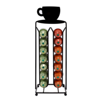 Support à capsules en forme de tasse à café, portable, en acier inoxydable, design artistique, pour 28 dosettes, présentoir, panier de rangement pour grains, cadeau