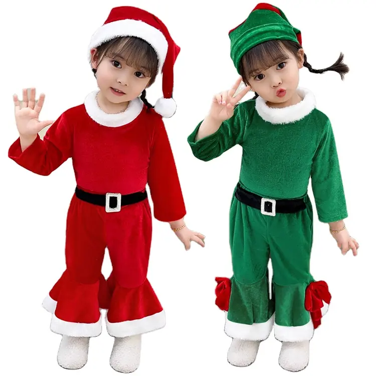 Navidad Ropa para niños Traje de niño Foto Bebé Cuerno rojo Pantalón Niñas Vestido de Navidad