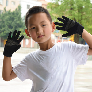Gants de course pour enfants, noirs, respirants, tricotés, pour sports de plein air, pour garçons de 4 à 12 ans, gants de cyclisme - Product Image 1