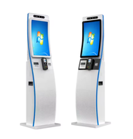 Vendedor caliente Pantalla táctil de autoservicio de pie curvada de 32 pulgadas Uso en interiores Quiosco de pago Escáner QR Lector de código de barras Térmico