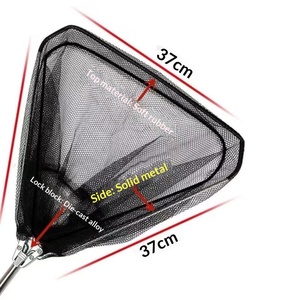 Épuisette de pêche pliable triangulaire télescopique Sendema en acier inoxydable avec tête à mailles étroites, profondeur 37 cm - Product Image 2