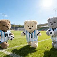 Ours en peluche de football articulé de 23 cm, mignon et doux, avec maillot de football, pour machine à griffes, cadeau, vente en gros