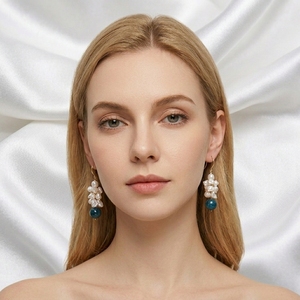 Boucles d'oreilles gracieuses en perles de lapis-lazuli, pierres précieuses naturelles faites à la main, perles rondes, port confortable, bijoux fins pour femmes, assortis à tout - Product Image 1