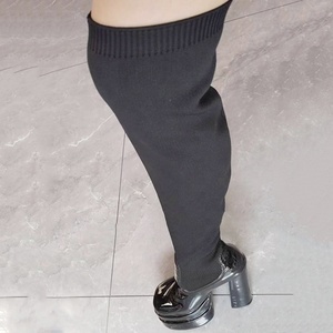 Botas Altas Ajustadas para Mujer, con Caña Tejida Elástica, Tacón Cuadrado y Plataforma, Botines Largos hasta el Muslo, Sexy - Product Image 6