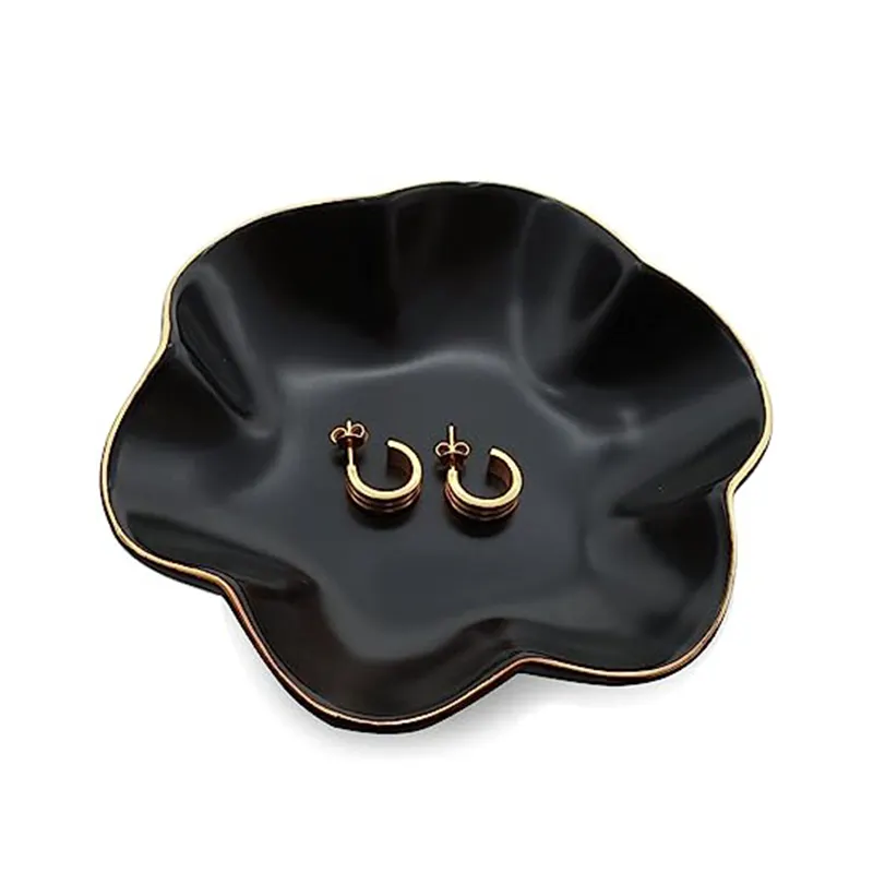 Bandeja de joyería, bandeja de baratija de nube negra de cerámica, plato de cerámica, anillo de Joya, bandeja de baratija de exhibición