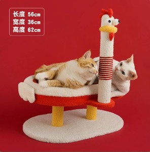 Árbol rascador para gatos Derder con forma de gallina, nido para gatos, plataforma de salto para gatos, poste rascador para gatos, estructura para gatos con cuerda de cáñamo integrada. - Product Image 6