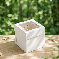 Boîte à gâteau blanche personnalisée de 8, 10 ou 12 pouces avec fenêtre transparente, emballage élégant pour boulangerie pour événements spéciaux
