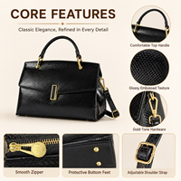 Tas Tangan Wanita Kulit PU Embos Custom, Tas Selempang, Tas Bahu, Warna Hitam, Tas Kantor, Grosir, OEM, Label Pribadi