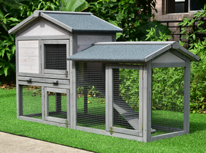 Fabbrica diretta in legno conigliera per interni ed esterni gabbia di coniglio con vassoio estraibile e rampa in legno, impermeabile gabbie per porcellini d'India - Product Image 3