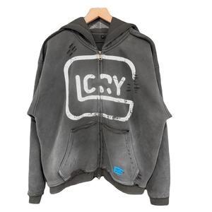 Fabrication de sweats à capuche haut de gamme, impression vintage personnalisée, effet délavé, veste lourde, lavage à l'acide, sweats à capuche surdimensionnés à double fermeture éclair - Product Image 1