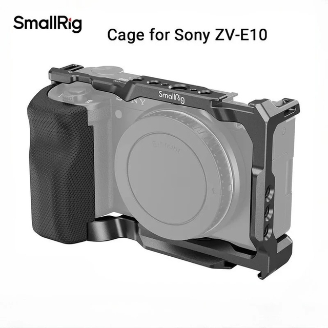 For 3538B ZV-E10 Camera Cage with Silicone Handle Cold Shoe Quick Release Plate for ZV-E10