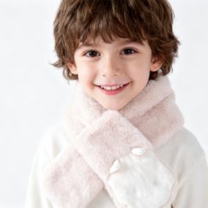 Kore Japon Kışlık Düz Renkli Erkek Kız Çocuklar İçin Kalın Rüzgar Geçirmez Sıcak Boyunluk Polyester Tavşan Suni Kürk Atkılar - Product Image 1