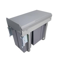 Poubelle encastrable de cuisine sous évier à double compartiment avec couvercle moderne et panier coulissant dissimulé pour salle à manger