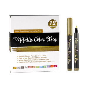Vente chaude Métallique <span class=keywords><strong>Peinture</strong></span> Marqueurs Pinceau Pointe Art Permanent Métallique Encre Marqueur Stylos pour Rock <span class=keywords><strong>Peinture</strong></span> <span class=keywords><strong>Noir</strong></span> Papier Photo - Product Image 1