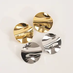 Orecchino geometrico in metallo dorato alla moda orecchini a disco di lusso a forma di diamante esagerato accessori per gioielli da donna