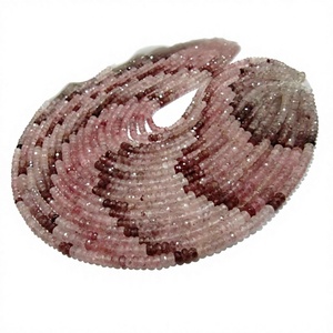 Cuentas de Cuarzo Rosa Natural en Forma de Rondelle, Corte Facetado, Color Rosa, Hilo de 12.5 Pulgadas de Largo - Product Image 3