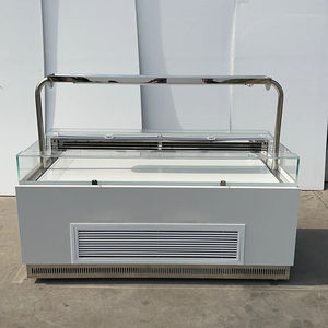 Exhibición comercial de ensalada de frutas de acero inoxidable de doble temperatura, gabinete enfriador, supermercado, equipo refrigerado de mármol - Product Image 1