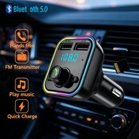Adaptateur de chargeur de téléphone avec lecture de musique sur carte TF G37 / 7 lumières LED colorées, station de charge double USB, chargeur de voiture sans fil