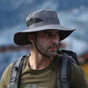 Men's Fisherman Hat Wide Brim Sun Protection Breathable Outdoor Fishing Cap Dark Gray - Product Image 4