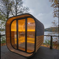 HELIUS OEM/ODM cemara yang sangat baik/cedar 2-8 orang luar ruangan uap listrik batu sauna barel besar persegi sauna untuk dijual
