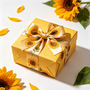 Lazo de Satén con Diseño de Girasol Brillante, Venta al por Mayor de Fábrica, Lazo Preformado de Tamaño Personalizado para Envolver Regalos, Decoración para Fiestas en Granjas - Product Image 3