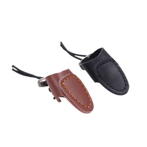 Anneau de pouce en cuir de vache style mongol, équipement de protection épaissi pour tir à l'arc, pour arc classique, unisexe, ajustement réglable, noir, marron - Product Image 4