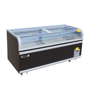 Vitrine Réfrigérée pour Aliments Surgelés, Congélateur Commercial <span class=keywords><strong>en</strong></span> Îlot pour Supermarché, Congélateur Coffre à Température Unique avec Porte Coulissante <span class=keywords><strong>en</strong></span> Verre et Éclairage LED - Product Image 1