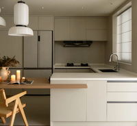 Ensembles de meubles de cuisine modernes pour appartement, construction en bois massif, plan de travail en granit, finition brillante, 5+ tiroirs réglables