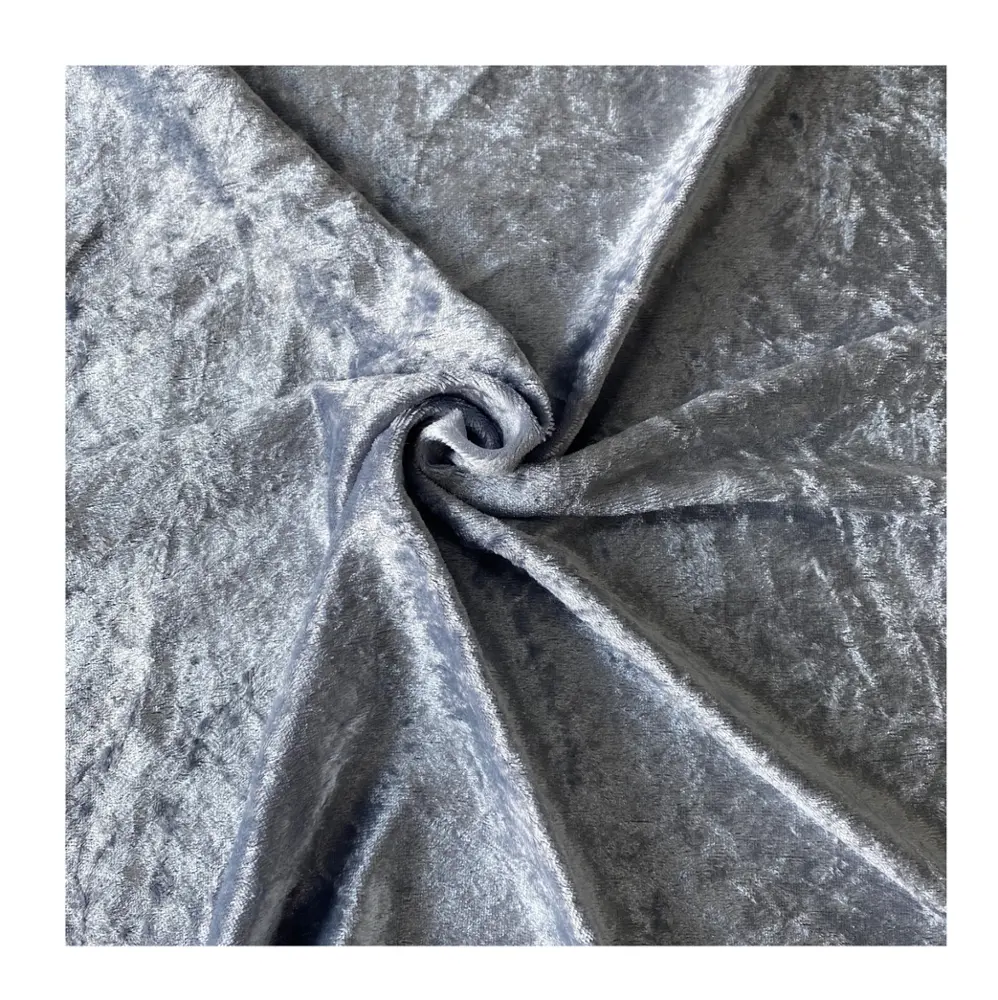 Tissu tricoté 100% polyester, toucher lisse, bleu gris, nouvelle collection