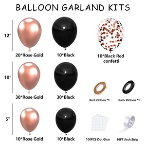 Kit Decorazioni <span class=keywords><strong>per</strong></span> Feste di Compleanno e Matrimonio, Set Ghirlanda di Palloncini Neri Cromati e Oro Rosa con <span class=keywords><strong>Coriandoli</strong></span> - Product Image 5