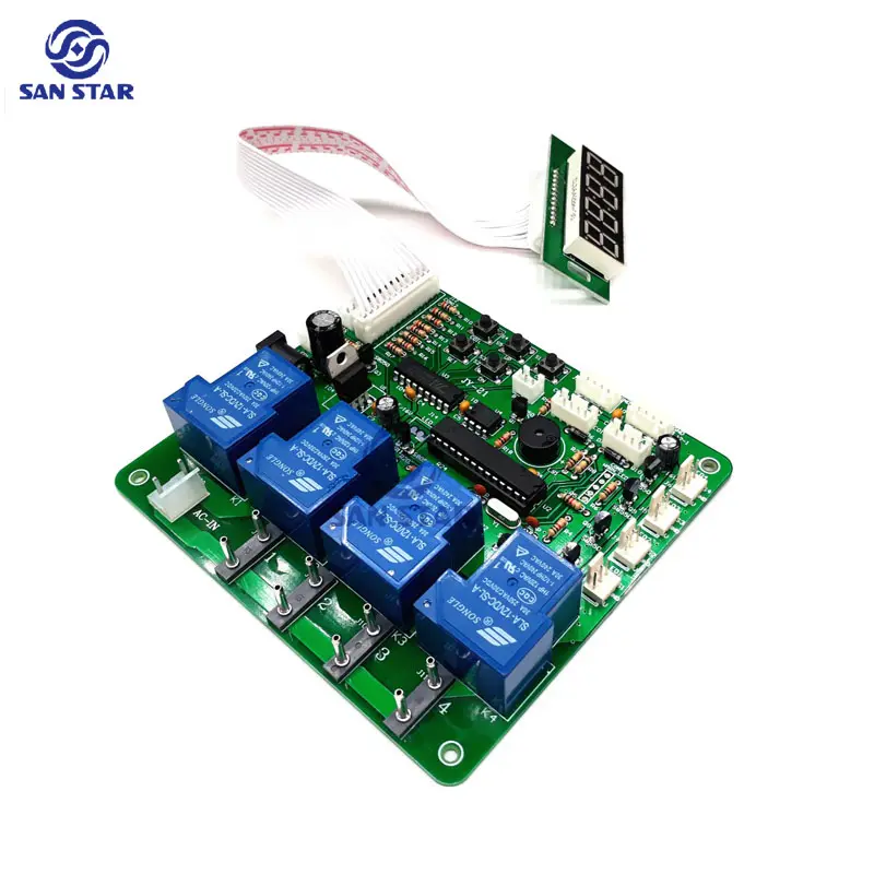 Tablero de temporizador de 4 canales con pantalla de 4 dígitos para aceptador de monedas, tablero de temporizador PCB de Control de tiempo para venta de agua