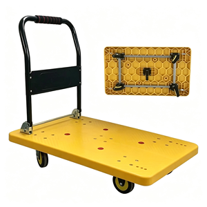 Folding Dolly <b>Cart</b>, Heavy Duty Platform Truck with Swivel <b>Wheels</b>, Collapsible Flatbed Hand <b>Cart</b> for Moving, Office, Workshop - Product Image 2