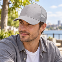 Casquette Trucker Structurée à 6 Panneaux Unisexe, Visière Pré-courbée, Fermeture Snapback en Toile, Vierge Personnalisable, Respirante, pour la Pêche et les Sports de Plein Air