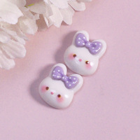 Mini accessoires en résine brillants à pois, peints par pulvérisation, motifs ours et lapin, breloques DIY, patchs, vente en gros, accessoires pour cheveux d'enfants
