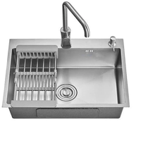 Évier de cuisine fait main anti-rayures en acier inoxydable 304/201, évier simple profond à encastrer pour la maison, l'hôtel, la vente en gros