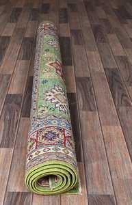 Taille personnalisable beau motif abstrait tapis de laine vert kazak géométrique médaillons conception coton exercice prière pique-nique tapis - Product Image 2