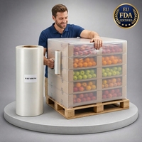 Film rétractable PE haute qualité, résistance à la traction supérieure, qualité vierge, épaisseur personnalisée pour l'emballage de boîtes à fruits et de palettes