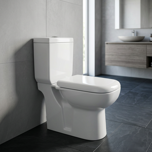 Space Saving Short Projection Two Piece Square Toilet Ceramic Floor Standing <b>Back</b> To Wall Rimless WC - Product Image 1