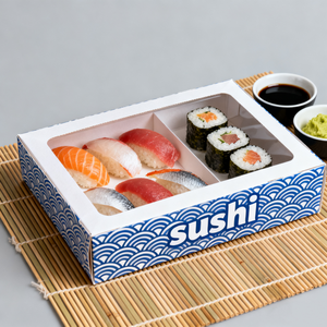 Coated Kraft Paper Food Box Fast Food Take Away Package <b>Container</b> UV with Colorful Print Sushi Packaging - Product Image 5