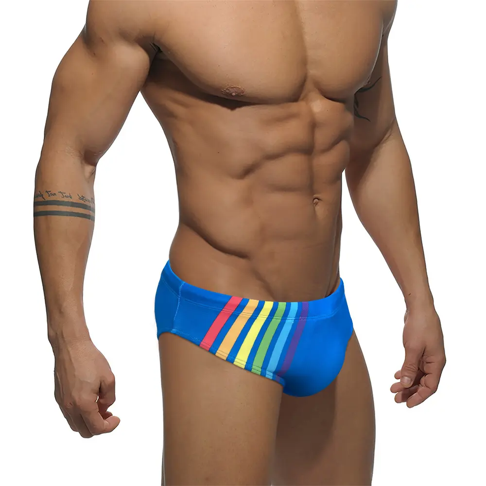 Fashion Design Men's Swimsuit Swimwear Beachwear Patchwork Shorts Briefs Swim Trunks For Men