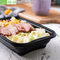 SP7 Recipientes Ecológicos Biodegradables Desechables para Almacenamiento de Alimentos con Tapas de Plástico PP, Bandeja para Preparación de Comidas/Caja para Pasteles, Aptos para Microondas