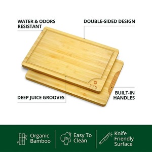 Tabla de cortar de bambú orgánico antideslizante con ranura para jugos, tabla de servir para cocina comercial, preparación diaria de comidas, picnic - Product Image 3