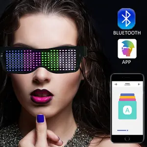 DIY Magic Novelty Bluetooth USB Charge Edit Multi-language Quick Flash LED Light Led Party Lighting APP Control Luminous Glasses