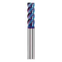 Fraise à queue HRC65 NANO bleue en carbure monobloc, outil de fraisage CNC en alliage de tungstène à quatre cannelures