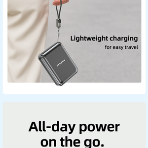 Chargeur rapide mini mince avec logo personnalisé, batterie externe 20000mAh, légère, pour le tourisme en plein air, batterie externe portable avec câble - Product Image 4