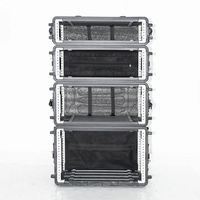 Boîtier en plastique PE de qualité, boîtier à outils 2U 3U 4U 5U 6U, couvercle à clapet, empilable, DJ, amplificateur réglable, porte coulissante, rack, flight case pour audio