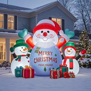 Đồ trang trí sân vườn bơm hơi Giáng sinh vui vẻ với ông già Noel phát sáng LED, dùng cho sân nhà, tiệc mừng năm mới, lều và bóng bay - Product Image 3